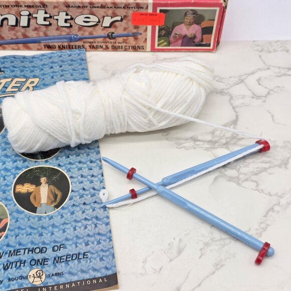 Original K-Tel Knitter Vintage 1964 Instructions 2 Needles Yarn Box P1-660 USA - Picture 4 of 8